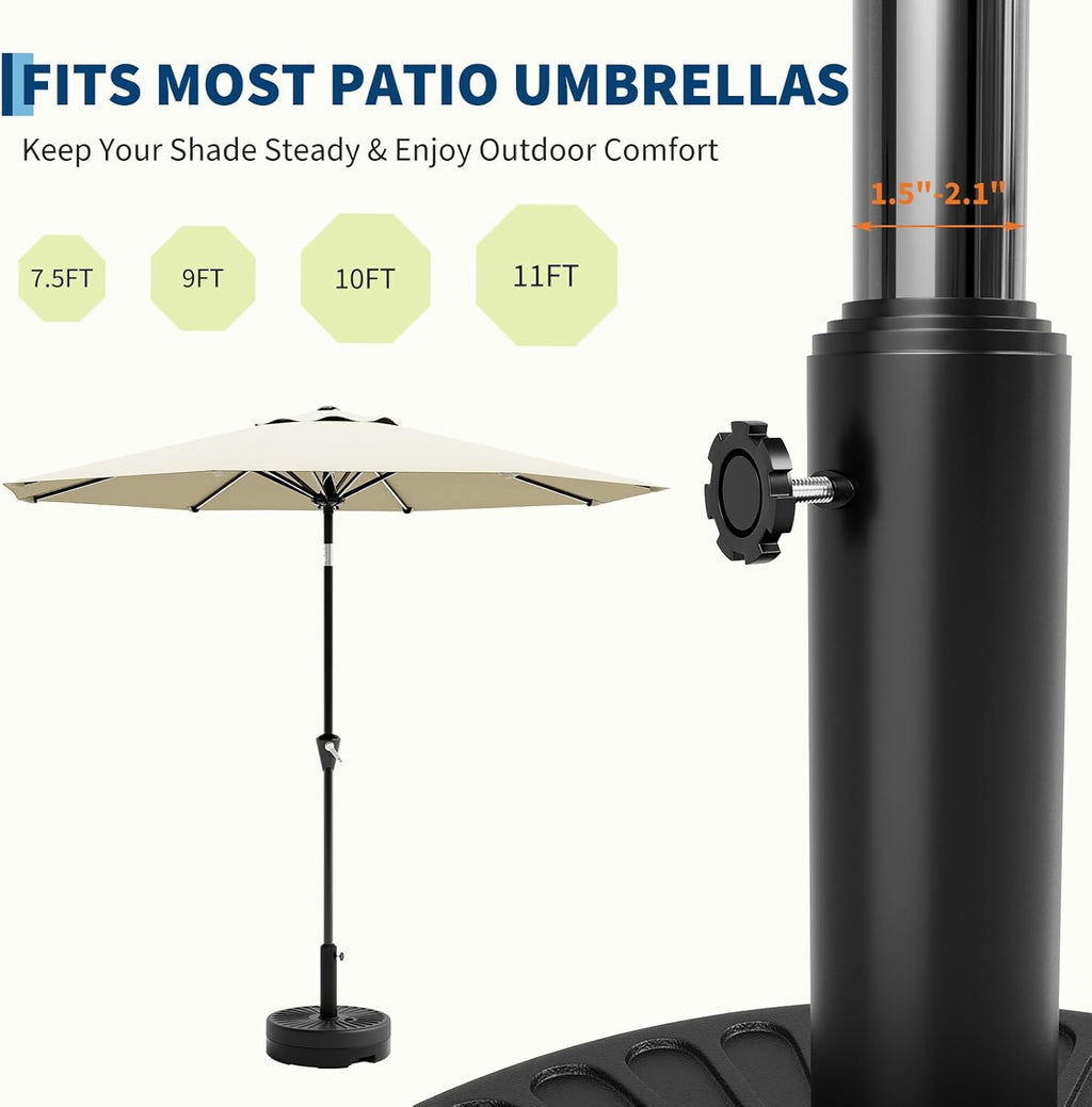 GarveeLife Patio Umbrella Base, 80lb Capacity Heavy Duty Design with Adjustable Pole Adapter Fits 1.5" to 2.1" Poles for 7.5-11FT Umbrellas, Corrosion-Resistant and Wind-Resistant for Outdoor, Patio