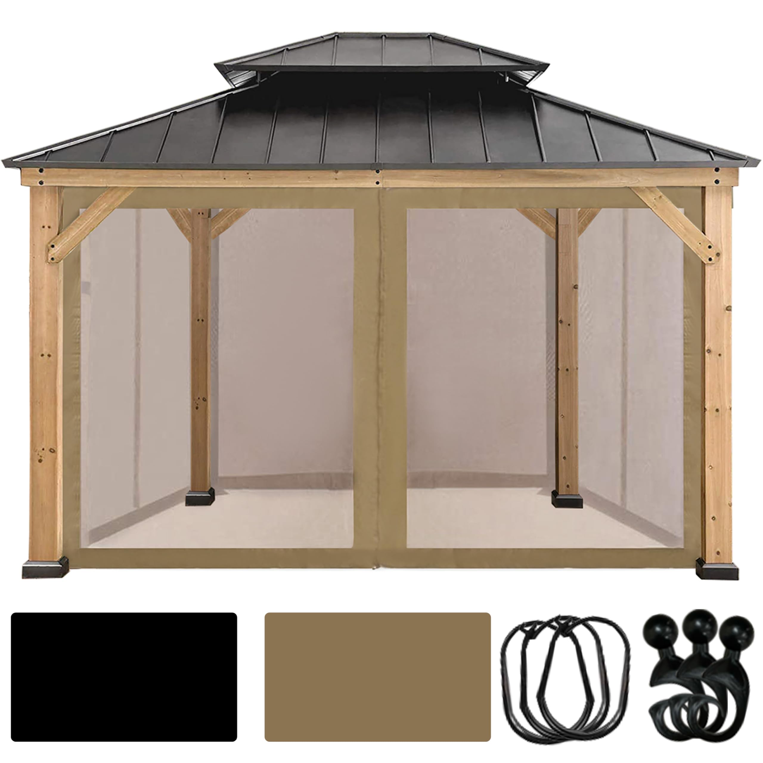 CoastShade Universal Replacement Canopy Mosquito Netting Screen Sidewalls Only for 10' x 12' Gazebo Canopy