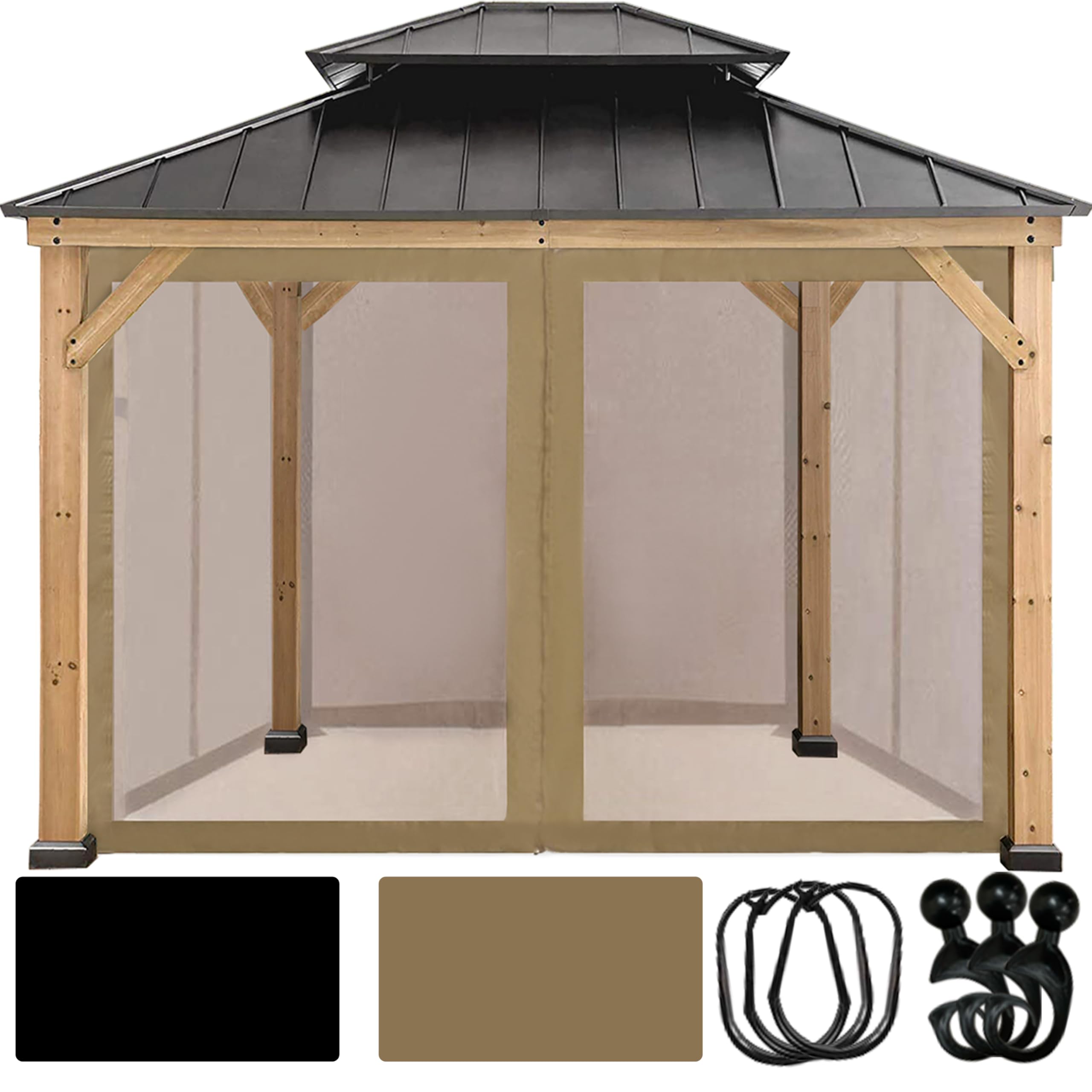 CoastShade Universal Replacement Canopy Mosquito Netting Screen Sidewalls Only for 10' x 12' Gazebo Canopy