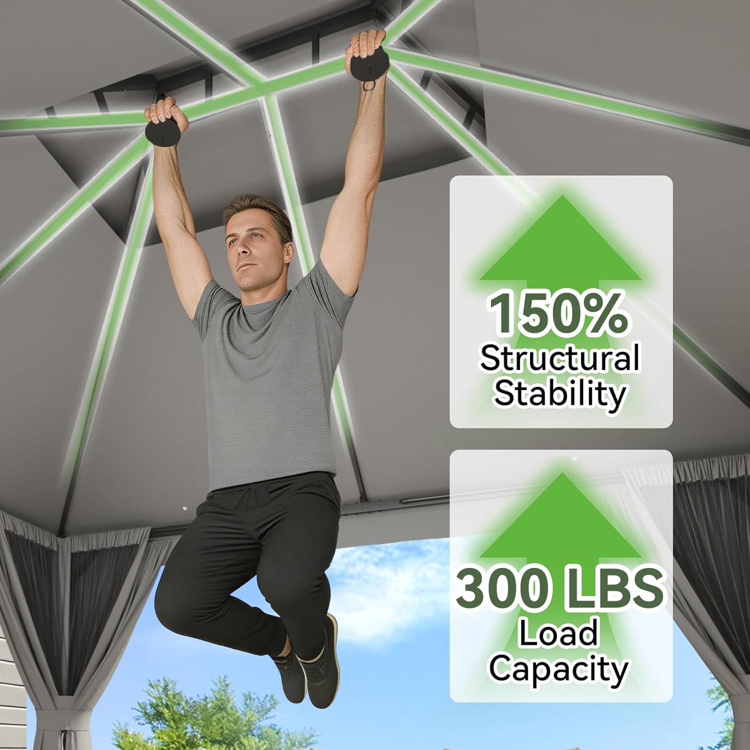 Aoxun Outdoor Gazebo for Patio 10x12, Metal Frame Canopy with Double Roofs, Heavy Duty Party Tent and Shelter with Mosquito Netting and Privacy Screen for Backyard, Lawn, Garden, Deck