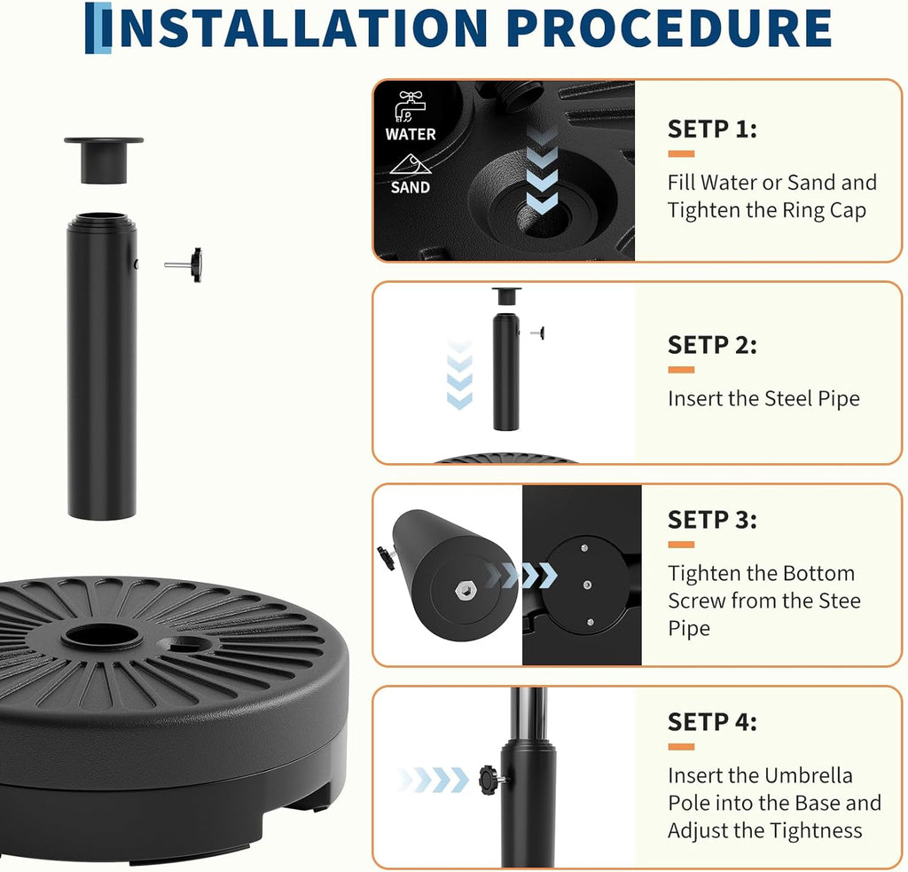 GarveeLife Patio Umbrella Base, 80lb Capacity Heavy Duty Design with Adjustable Pole Adapter Fits 1.5" to 2.1" Poles for 7.5-11FT Umbrellas, Corrosion-Resistant and Wind-Resistant for Outdoor, Patio