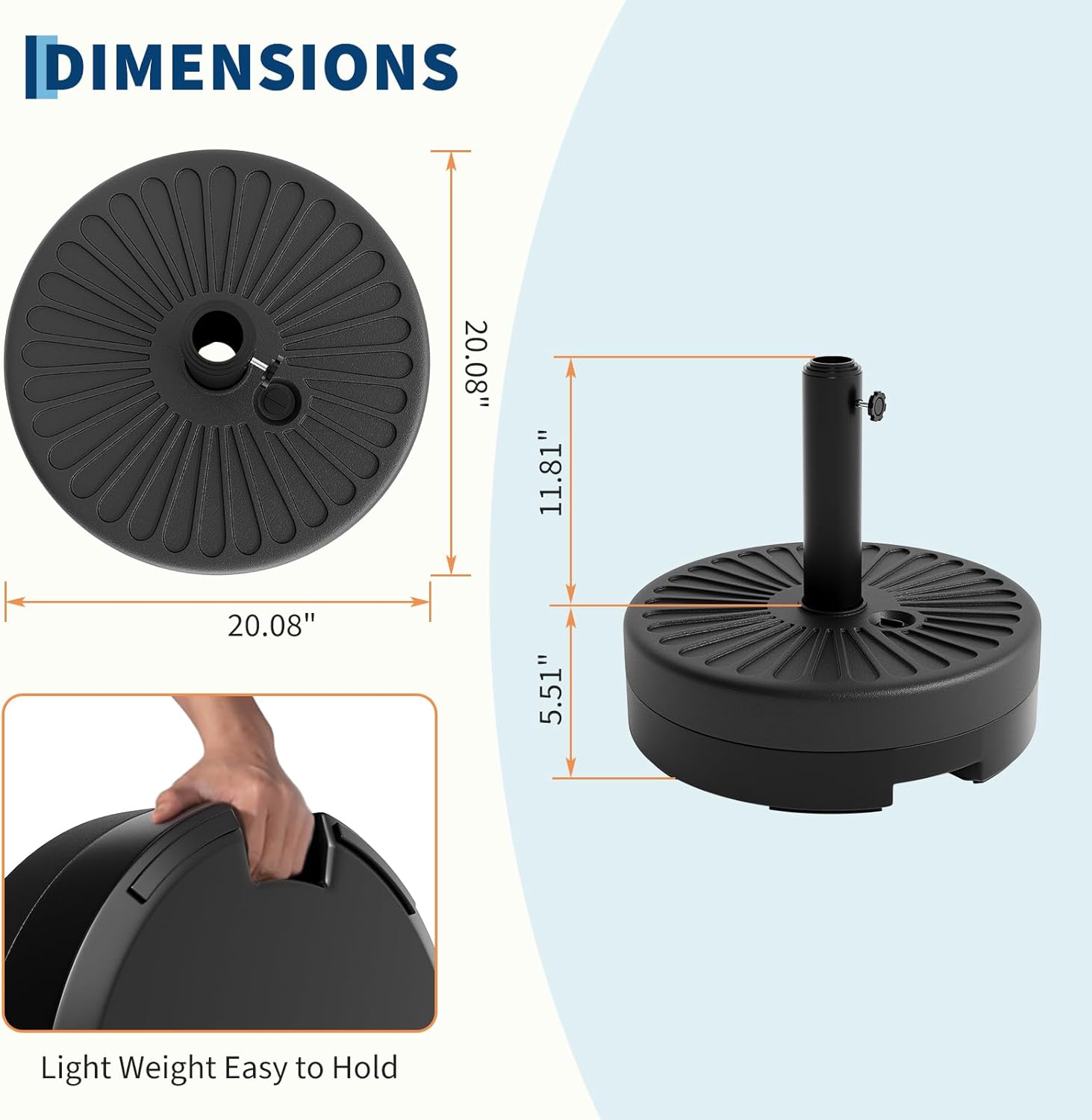 GarveeLife Patio Umbrella Base, 80lb Capacity Heavy Duty Design with Adjustable Pole Adapter Fits 1.5" to 2.1" Poles for 7.5-11FT Umbrellas, Corrosion-Resistant and Wind-Resistant for Outdoor, Patio