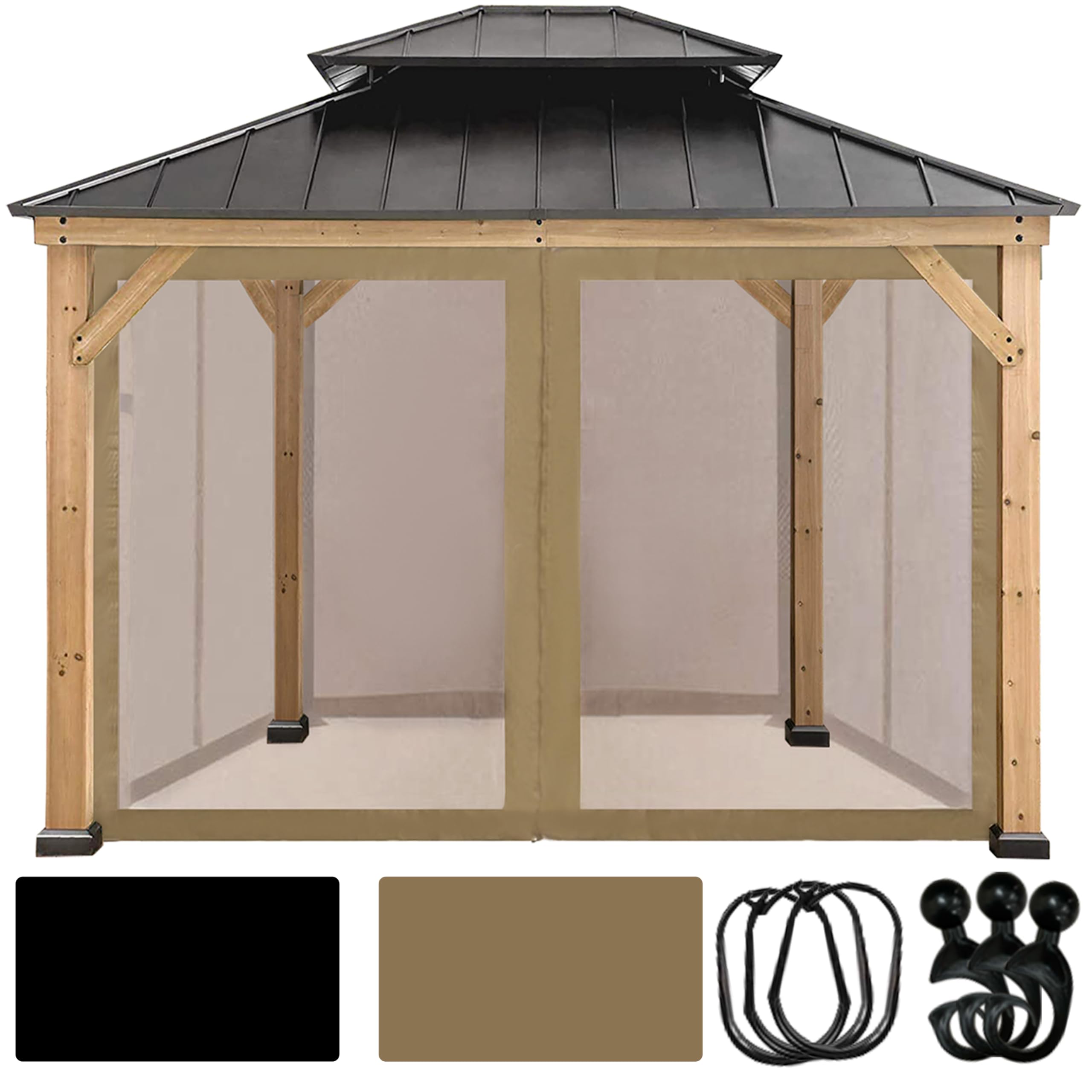 CoastShade Universal Replacement Canopy Mosquito Netting Screen Sidewalls Only for 10' x 12' Gazebo Canopy