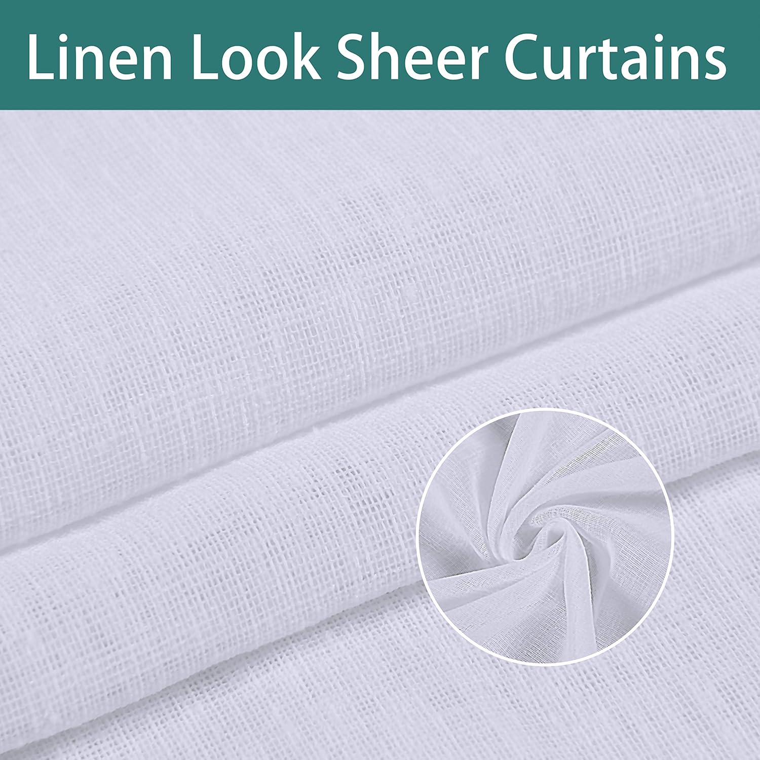 LORDTEX Burlap Linen Look Outdoor Curtain for Patio - 2 Panels Waterproof Tab Top Sheer Curtains for Pergola, Porch, Cabana and Gazebo Indoor/Outdoor Voile Sheer Drapes, 52 x 84 Inch, White