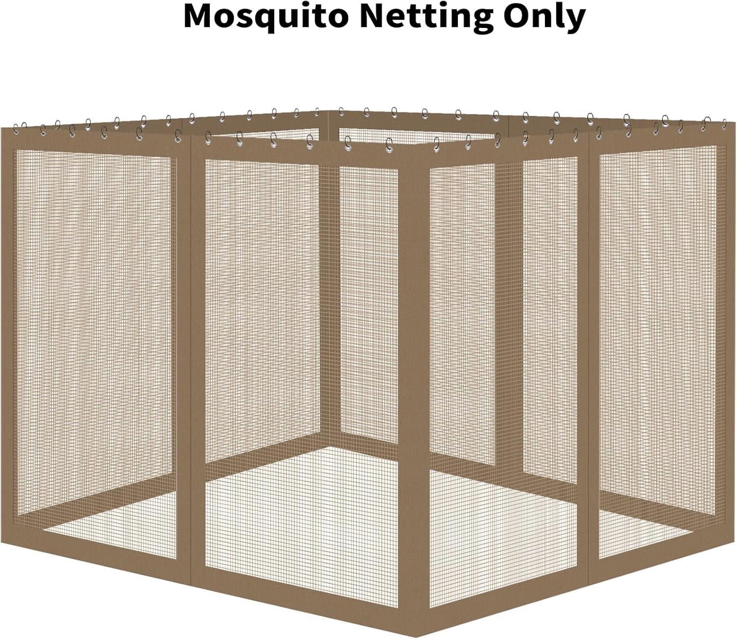 Gazebo Universal Replacement Mosquito Netting, 10'x10' Gazebo Netting Outdoor, 4-Panel Screen Walls for Outdoor Patio with Zipper (Mosquito Net Only) (Brown)