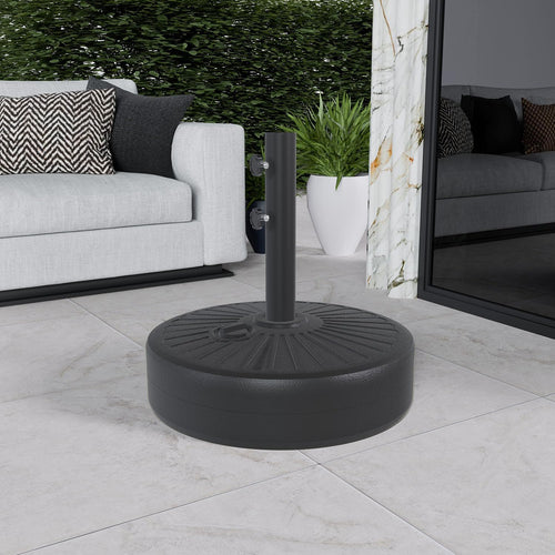 22L Water Filled Patio Umbrella Base Heavy Duty HDPE Outdoor Umbrella Stand with Dual Locking Knobs, Weather Resistant Holder for 6-10FT Umbrellas, Black
