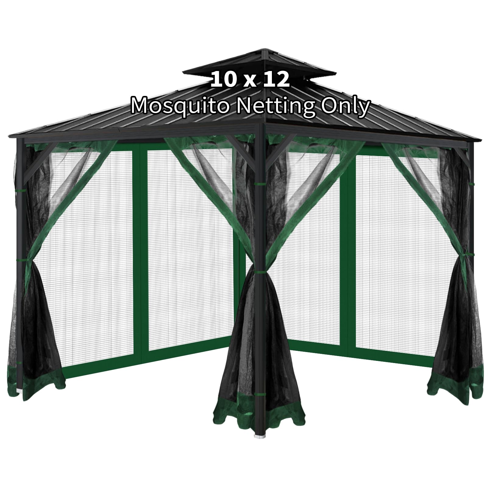 Gazebo Universal Replacement Mosquito Netting, 10'x10' Gazebo Netting Outdoor, 4-Panel Screen Walls for Outdoor Patio with Zipper (Mosquito Net Only) (Brown)